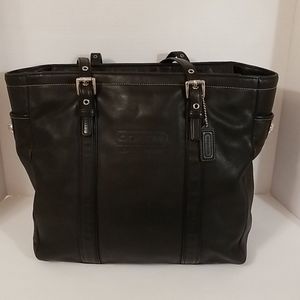 Coach Black Leather Gallery Tote Bag Purse